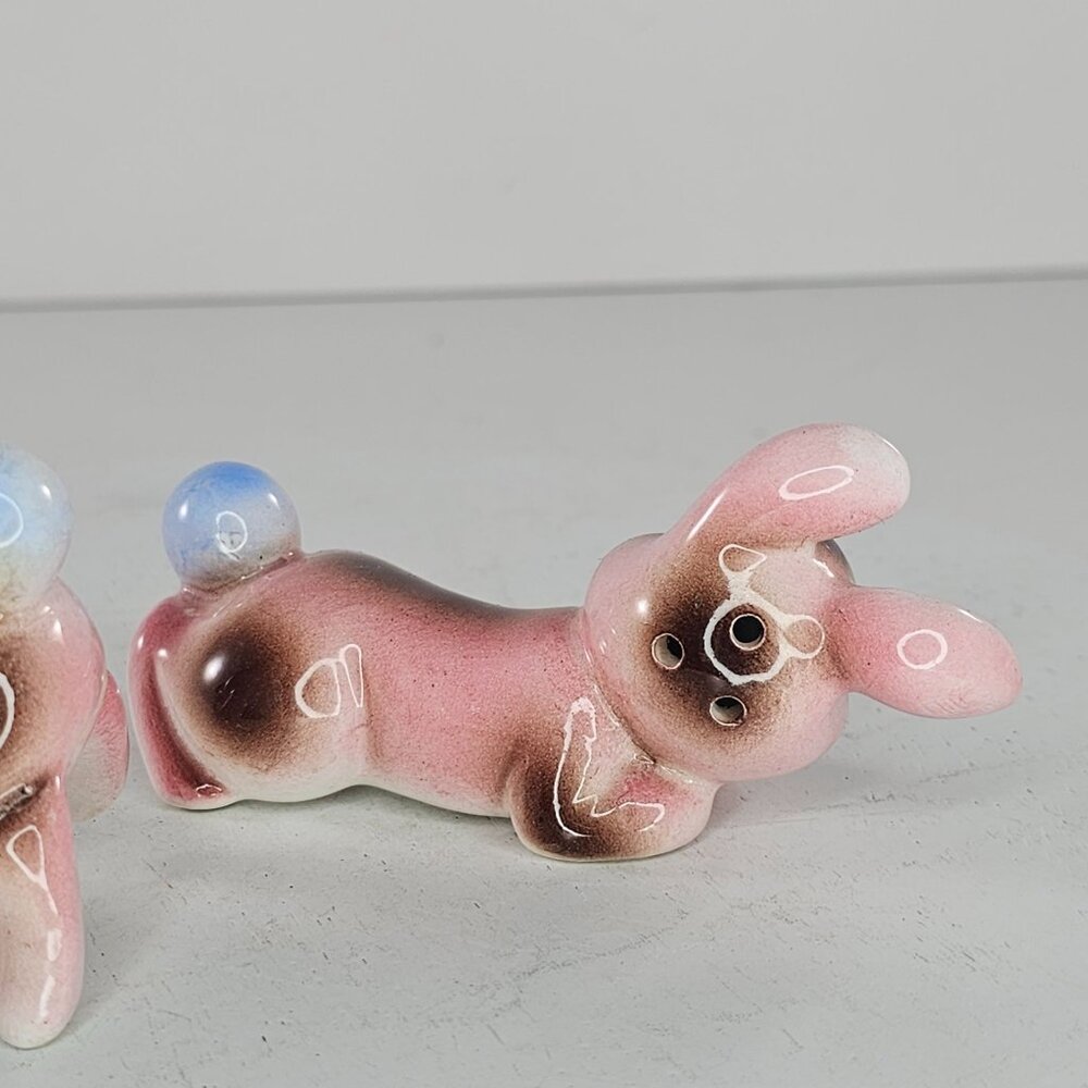 Vintage Pink Bunny Rabbit Salt Pepper Shaker Set Figurines Ceramic Japan *Repair - Picture 9 of 12